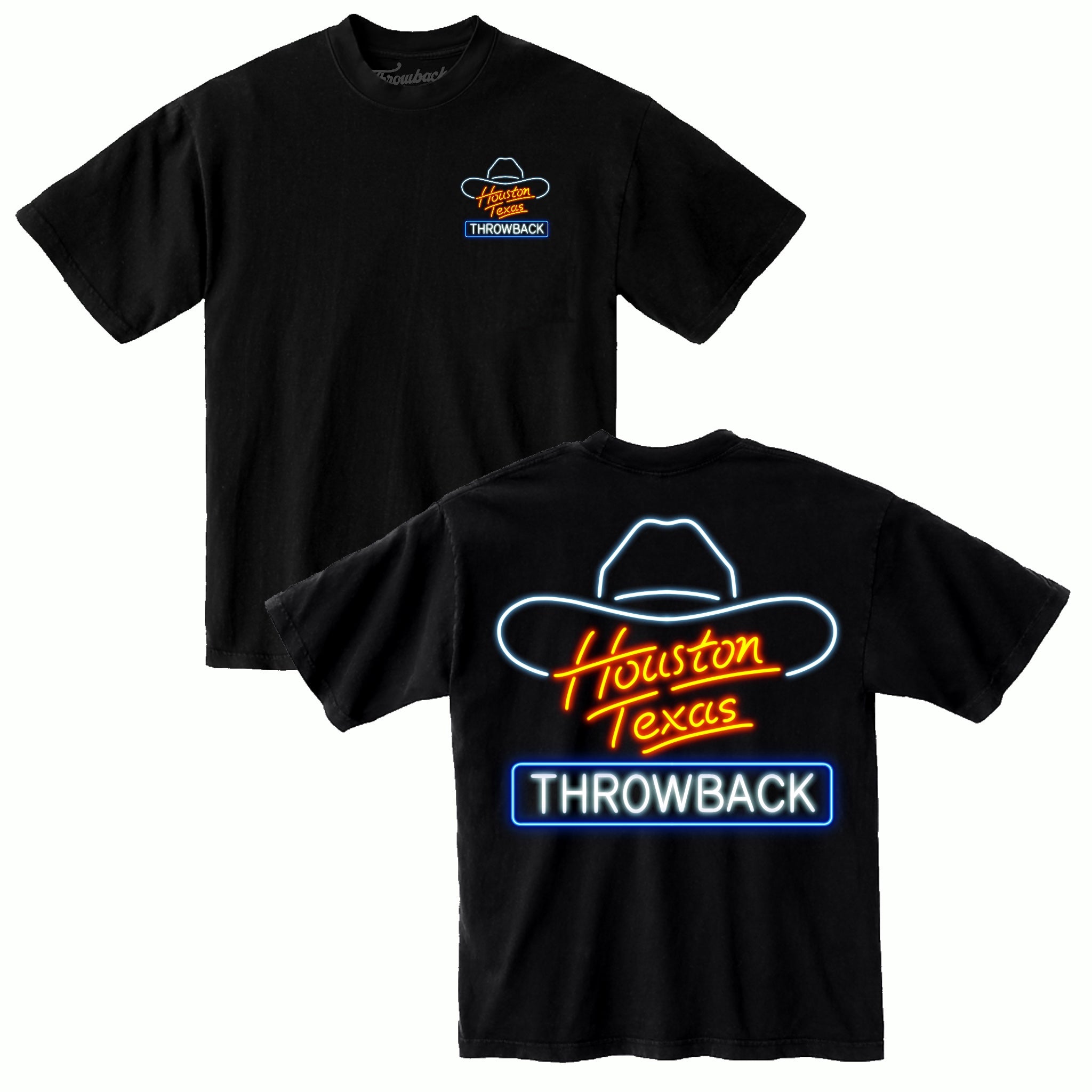 Houston Texas Neon Tee - Black